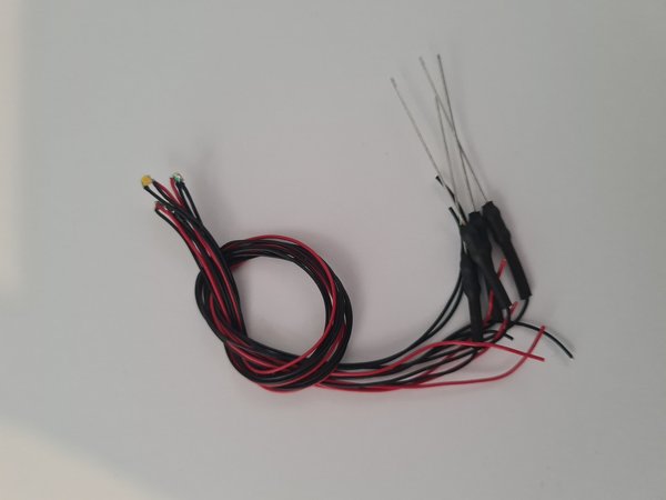 4x SMD LED mit Kabel warmweiß/rot